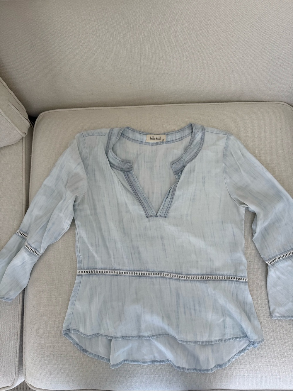 Bella Dahl Light Blue V-Neck Peasant Tunic